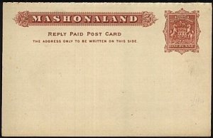 RHODESIA MASHONALAND 1d+1d reply postcard fine unused......................19168 