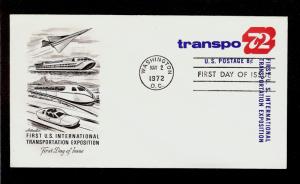 FIRST DAY COVER #U565 8c Transpo 72 Stamped Envelope U/A ARTMASTER FDC 1972