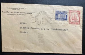 1939 Barranquilla Colombia Royal Bank Of Canada Cover Locally Used