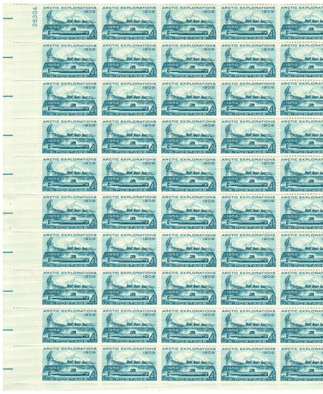 #1128 – 1959 4¢ Arctic Explorations – MNH OG Sheet