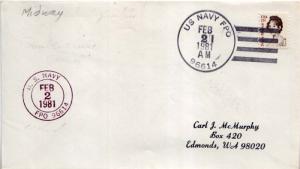 United States Fleet Post Office 15c Dolley Madison 1981 US Navy FPO 96614 Mid...