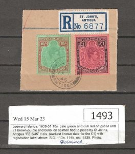 LEEWARD ISLANDS 1938/51 SG 113a, 114b USED Cat £538