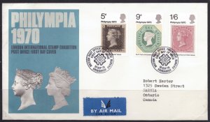 F1896   GREAT BRITAIN   FDC # 642-644      Philympia '70 London
