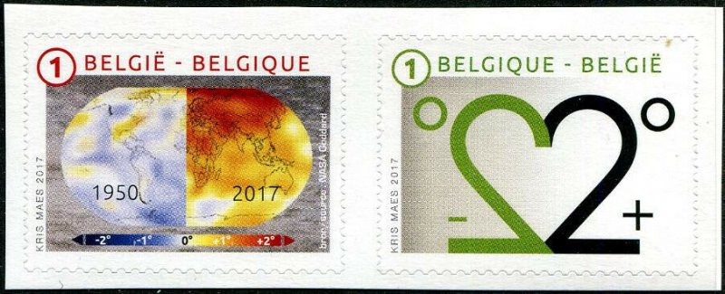 HERRICKSTAMP NEW ISSUES BELGIUM Sc.# 2823-24 Climate Change Self-Adh. Pair