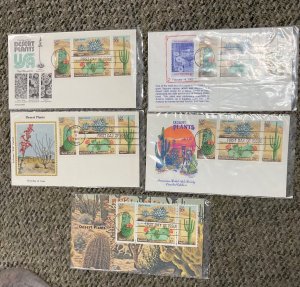 Cactus 1945a  collection of 30 different Cachets Desert Plants FDCs block of 4