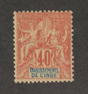 1892 French India, Sc# 14 - 40¢, Trade & Commerce. Used Cv$7.50