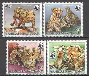 B0093 1984 UPPER VOLTA FAUNA WWF WILD CATS CHEETAH ANIMALS #957-960 1SET MNH