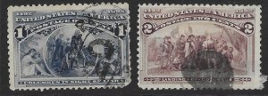 US #230-231 used. Columbian Exposition 1893.  Great Stamps.