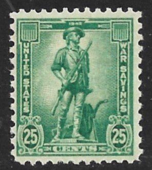 USA 1942 25c Dark Blue Green MINUTE MAN War Savings Stamp Sc WS8 MLH