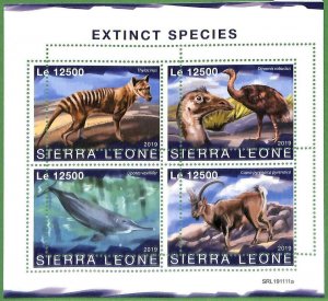 A2575 - SIERRA LEONE - ERROR: MISPERF - 2019, Extinct Species, Birds, Fish