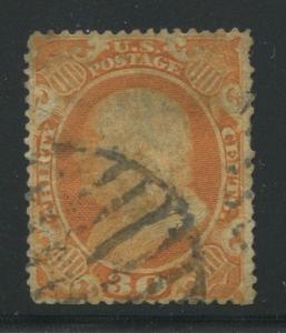 1860 US Stamp #38 30c Genuine Used Catalogue Value $425