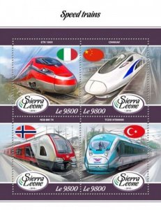 Sierra Leone - 2018 Speed Trains - 4 Stamp Sheet - SRL18014a