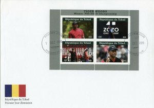 Chad Sports Stamps 2019 FDC Tiger Woods Golf Winner PGS ZOZO Championship 4v M/S