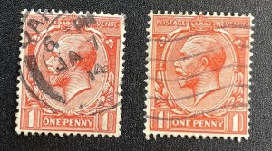 Great Britain #160 + #188 King George V (1912 vs 1924 variation)