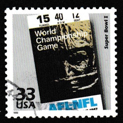 SC# 3188l - (33c) - Celebrate the Century - 1960s, Super Bowl I, Used Single