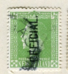 NEW ZEALAND;  1915-34 early GV OFFICIAL Optd. issue fine used 1/2d. value