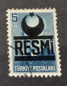 Turkey  1951 Scott  o13  used - 5k, President Ismet Inönü