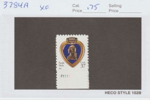 Scott# 3784A 2003 37c Purple Heart Issue XF MNH Plate# Single