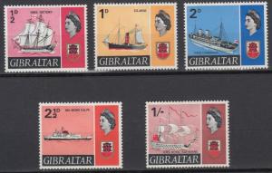 Gibraltar-1967 QEII Ships of Gibraltar stamp lot-MH/MLH(262)