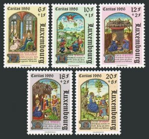 Luxembourg B357-B361, MNH. Michel 1163-1167. Christmas 1986. Illuminated text.