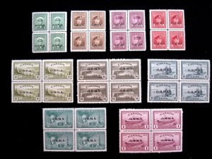 CANADA - SCOTT# O1-O10 - BLOCKS 4 - MNH - CAT VAL $1264.00