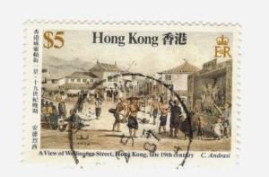 Hong Kong SC #489 CDS A VIEW OF WELLINGHAM STREET Late 19th Century  used stamp