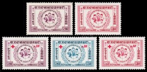 Cambodia Scott 71, 73, B8-B10 (1959) Mint H VF W