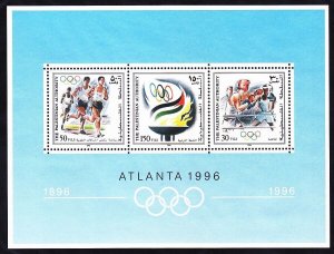 Palestinian Authority 52a MNH OG 1996 Summer Olympics Atlanta Souvenir Sheet