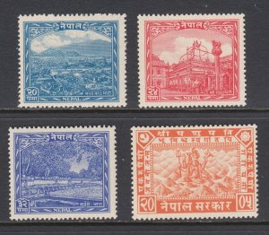 Nepal Sc 56, 57, 58, 59 MNH. 1949 Public Buildings, top 4 values to set, VF.