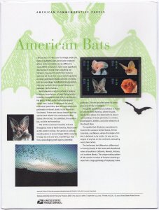 Scott #CP660 (3664a) American Bats Commemorative Panel Block of 4 Stamps