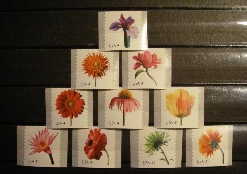 Scott 4166-4175, 41c Beautiful Blooms, Ten MNH singles