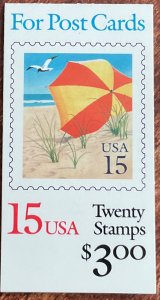 US #BK170 MNH Booklet of 15 P#111111 Beach Umbrella SCV $3.00 L42