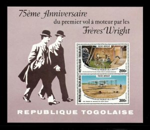 Togo 1978 - Wright Brothers, Aviation - Souvenir Sheet of 2 - Scott C339A - MNH