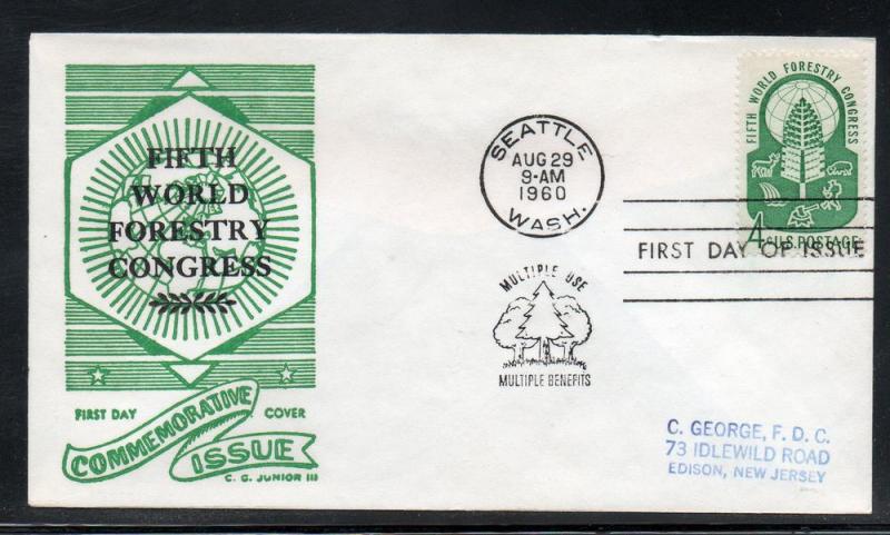 US #1156 Forestry Congress FDC Junior Cachet addr D971