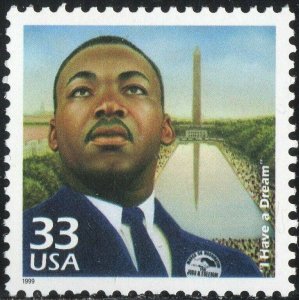 1999 Martin Luther King, I Have a Dream Single 33c Stamp, Sc# 3188a, MNH, OG