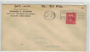 1927 VERMONT ETHAN ALLEN GREEN MOUNTAIN BOYS 643 FDC EDWARD WORDEN D.C. 3