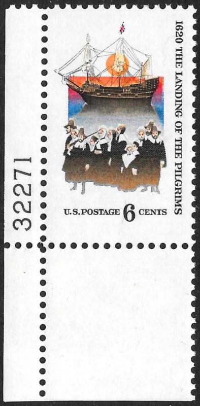 Sc 1420   6¢ Landing of the Pilgrims Plate # Single, MNH