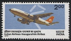 INDIA 1976 Sc 744 Mint NH MNH 2Re - Indian Airlines Airbus