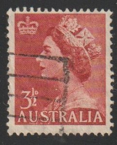 Australia SC# 258 - (3.5p) - Queen Elizabeth II, dark red - Used Single