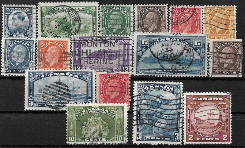 COLLECTION LOT OF 16 CANADA KG5 ERA STAMPS 1932+ CV+$44