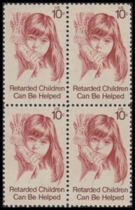 1974 Help Retarded Children Block of 4 10c Postage Stamps, Sc#1549, MNH, OG