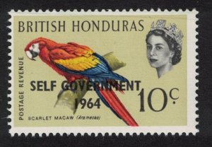 Br. Honduras Scarlet Macaw Bird 'Self Government' 1964 MNH SG#220