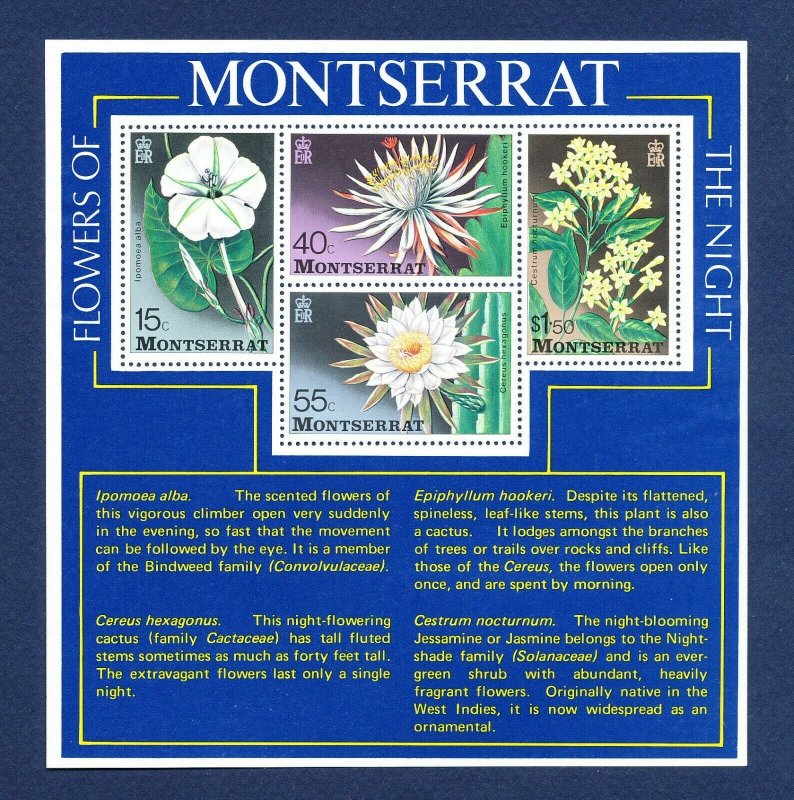 MONTSERRAT - Scott 369a  - FVF MNH S/S - Flowers - 1977