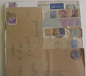 INDIA 11 COVERS OF 1920'S/1930'S INCLUDING REGISTERED,AIRMAIL THRU IRAQ,6 TO US