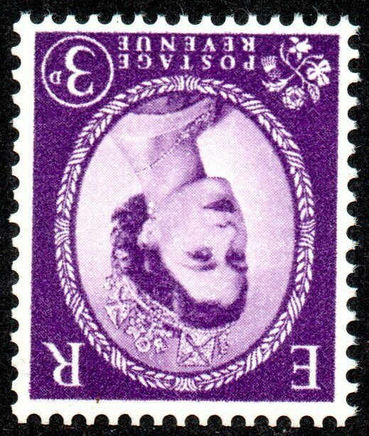 1957 Sg 545Wi 3d deep lilac Watermark Inverted Unmounted Mint 