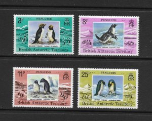 PENGUINS - BRITISH ANTARCTIC TERRITORY #72-75  MNH