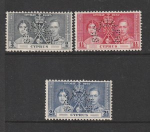 Cyprus 1937 Coronation Perfed SPECIMEN, UM/MNH SG 148s/150s 