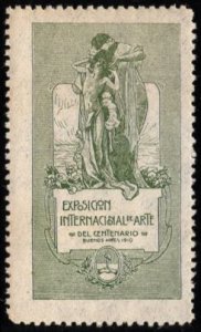 1910 Argentina Poster Stamp International Art Exhibition Centenary Buenos Aires