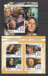 St089 2016 Guinea Alan Rickman Harry Potter Cinema Kb+Bl Mnh