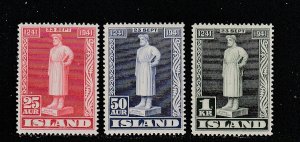 Iceland  Scott#  237-239  MH  (1941 Statue of Snorri Sturluson)